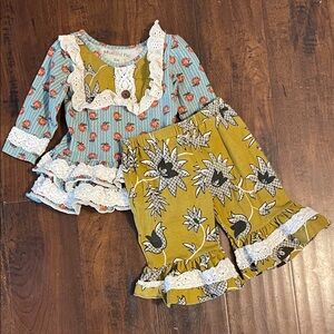 Mustard Pie Floral Lace Shirt and matching pants